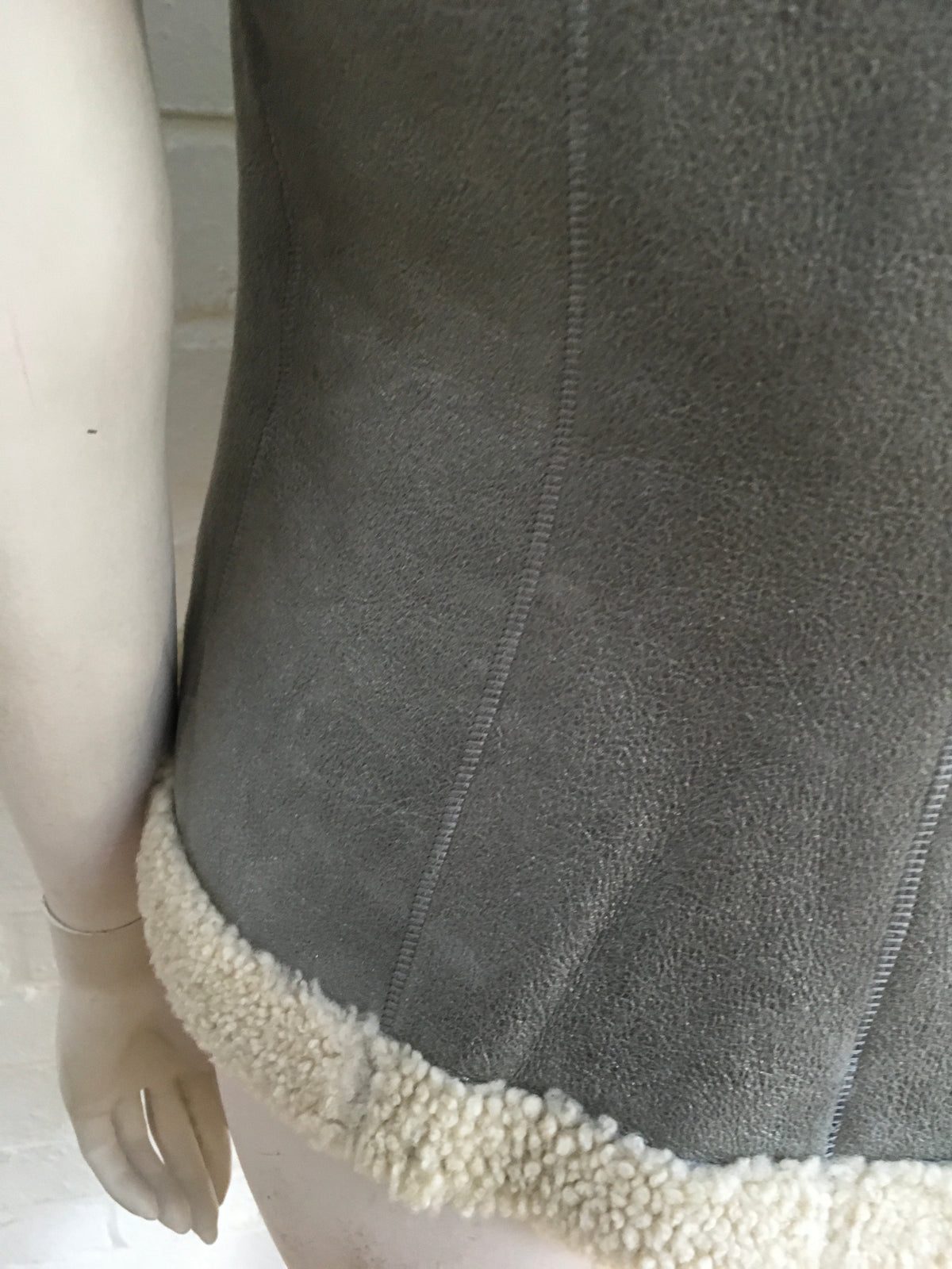 Ralph Lauren Black Label Lamb Shearling Leather Vest Gilet Ladies