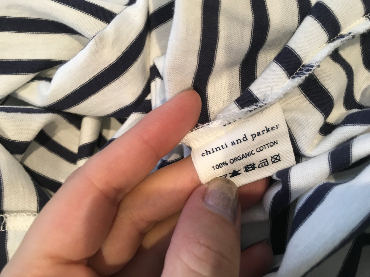 CHINTI & PARKER Printed striped organic cotton T-shirt Top Size S small ladies