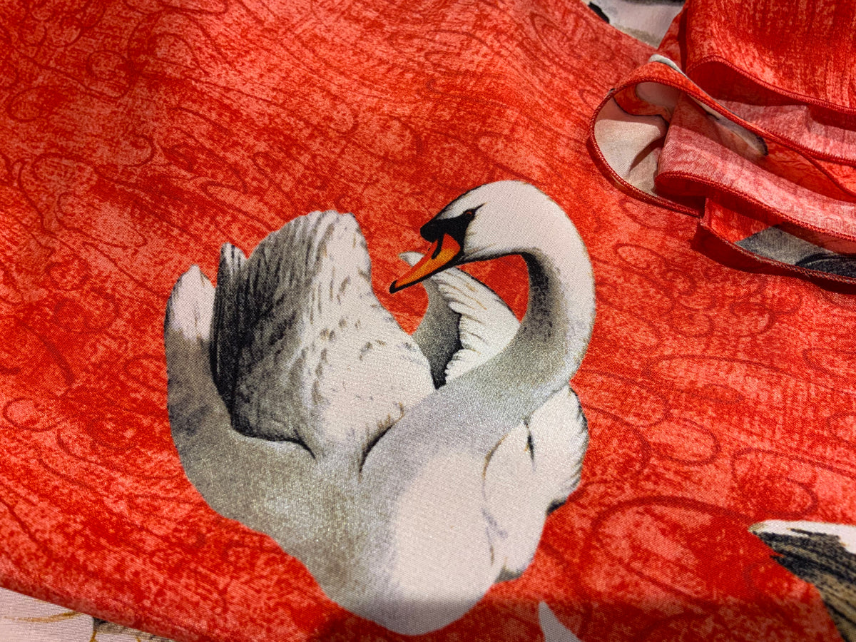 Paul & Joe Silk Ruffle Swans Printed Dress Size F 38 UK 10 US 6 ladies