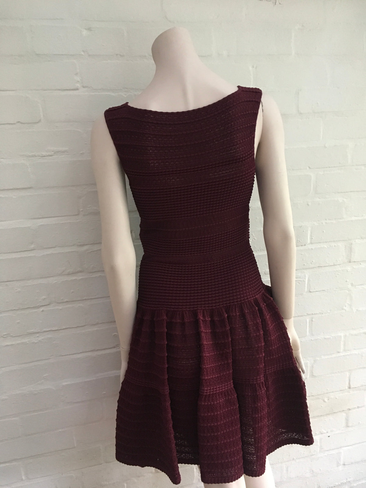 AZZEDINE ALAÏA ALAIA BURGUNDY KNIT SKATER DRESS Ladies
