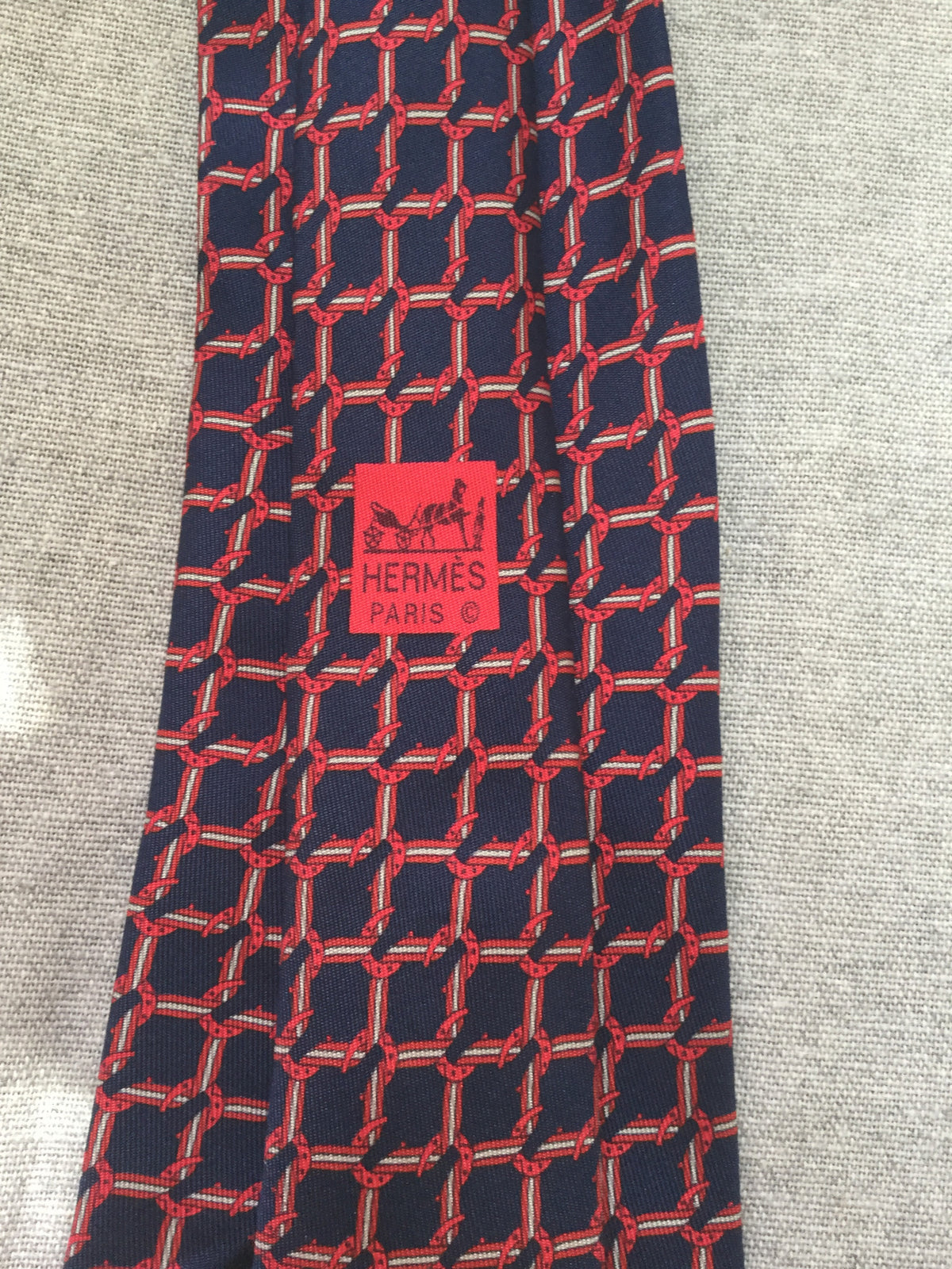 Hermès Paris Silk Blue Print Tie 7124 FA 100% AUTHENTIC Men