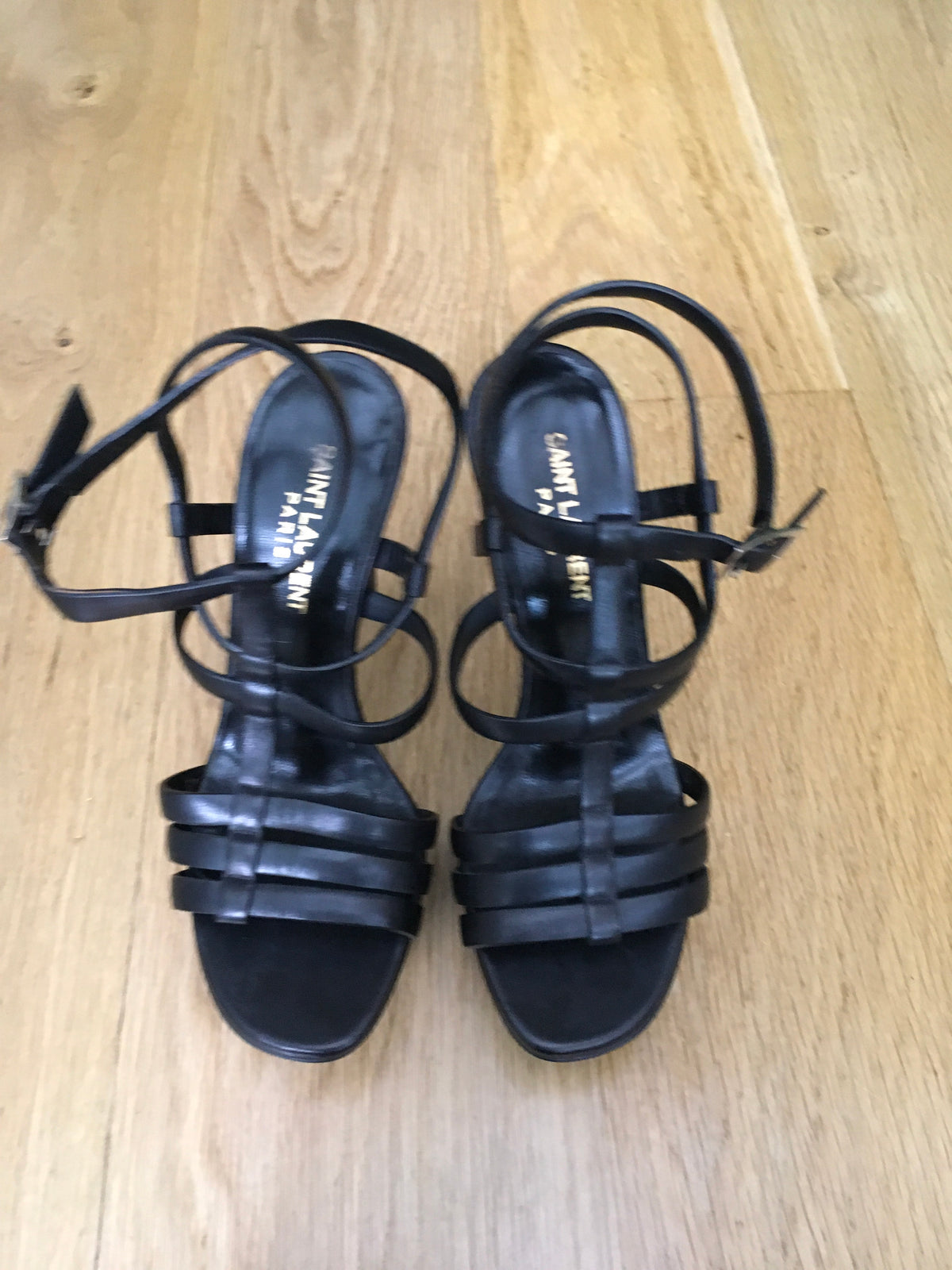 SAINT LAURENT YVES SAINT LAURENT YSL Cage leather platform sandals Ladies