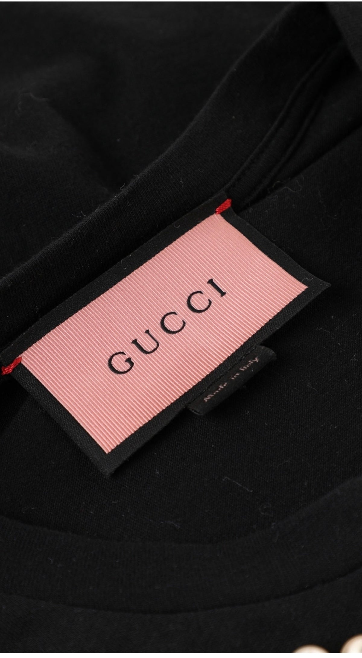 Gucci Appliquéd Life Is Gucci Black Pearls T-Shirt Nicki Minaj Ladies
