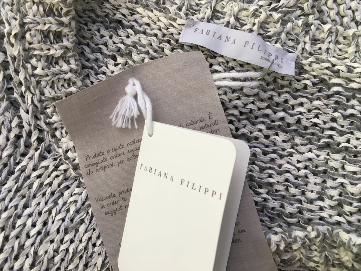 FABIANA FILIPPI Grey Knit Sweater Jumper Feathers Trim Size I 38 UK 6 US 2 XS ladies
