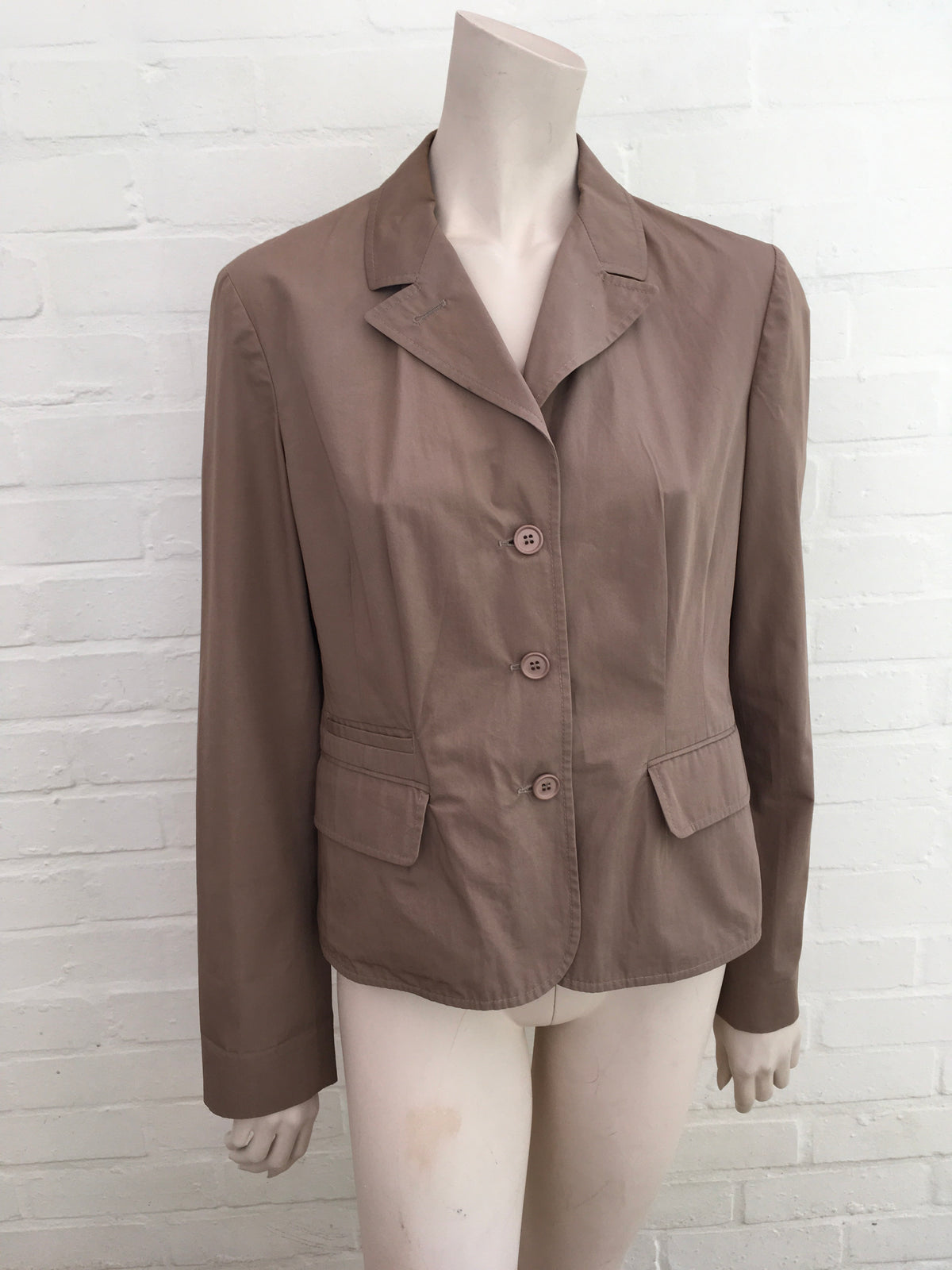 MIU MIU COTTON BEIGE BLAZER JACKET SIZE I 46 ladies