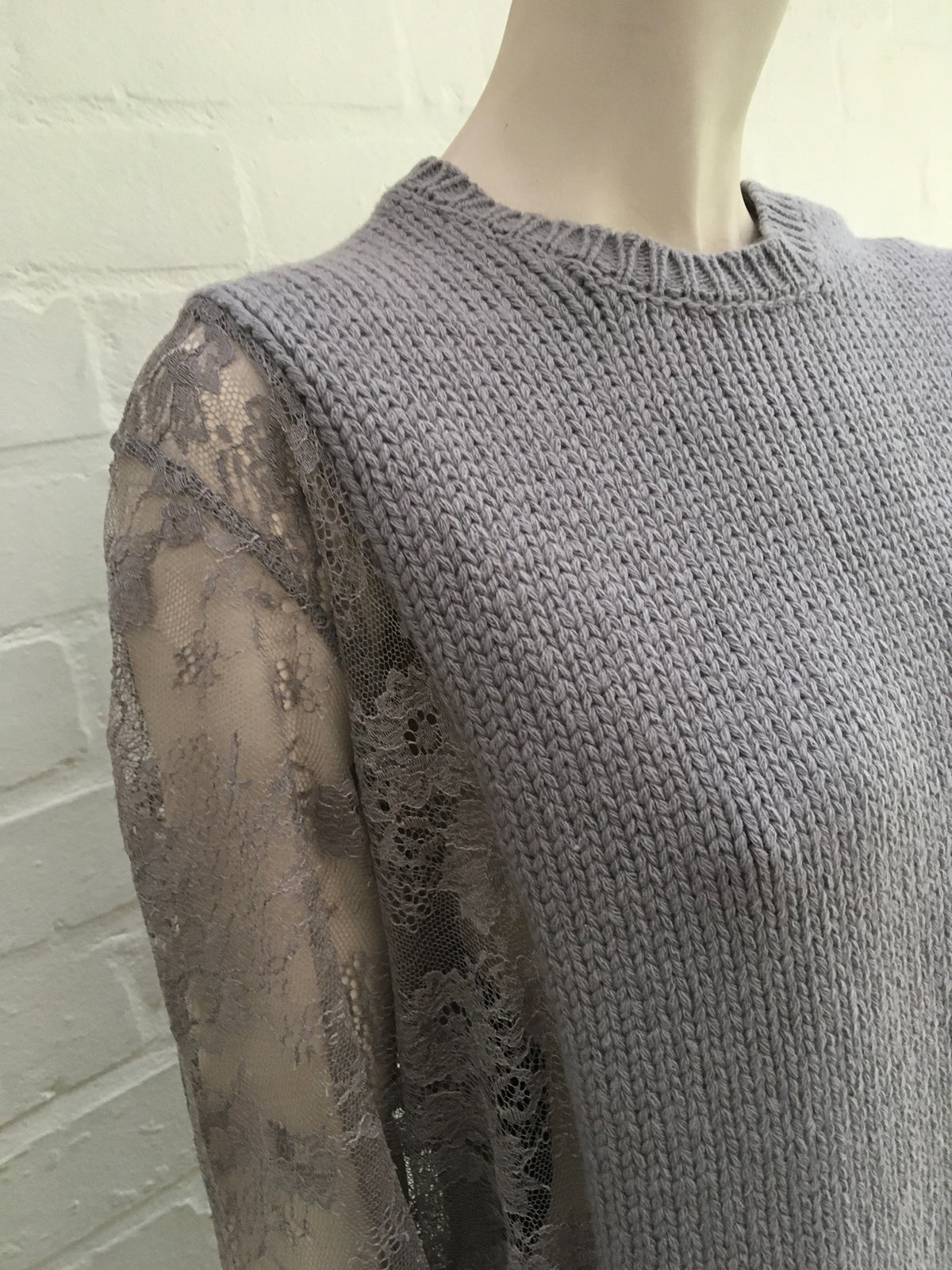 VALENTINO Lace-paneled wool and cashmere sweater jumper Size L Large ladies