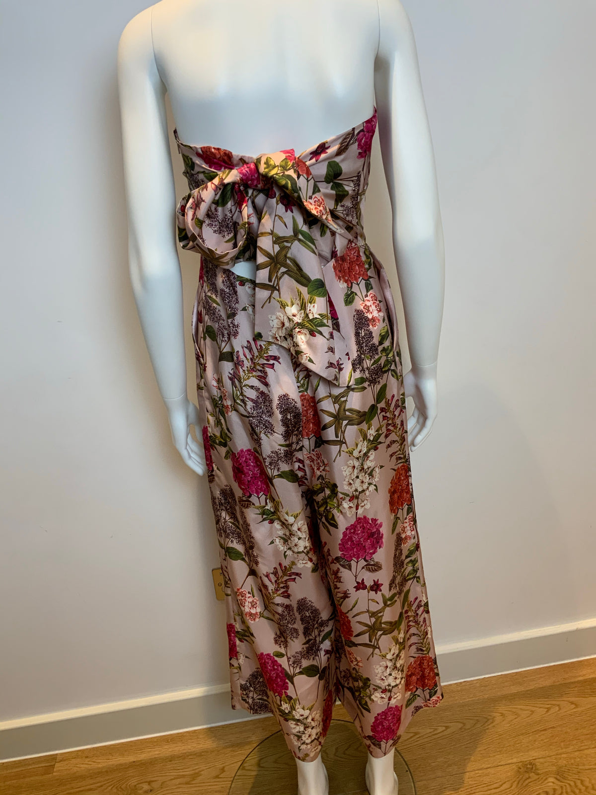 Whistles Hydrangea FLORAL Tie Back Strapless Jumpsuit Size US 10 UK 14 EU 42 ladies