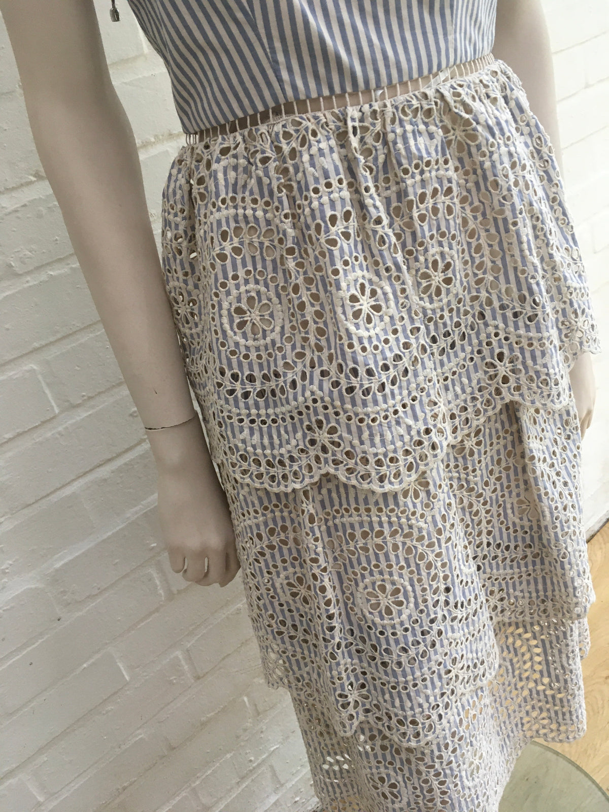 ZIMMERMANN Meridian Stripe Broderie Anglais Sun Dress Size 0 ladies