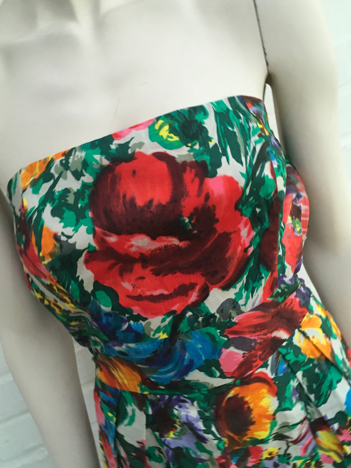 Dolce & Gabbana Floral-print cotton strapless mini dress Size I 40 Ladies