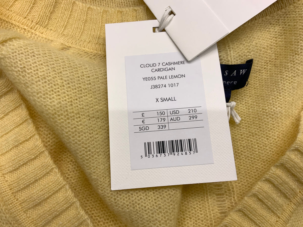 JIGSAW Womens Pure Cashmere Yellow Thin Knit Cardigan Size XS ladies