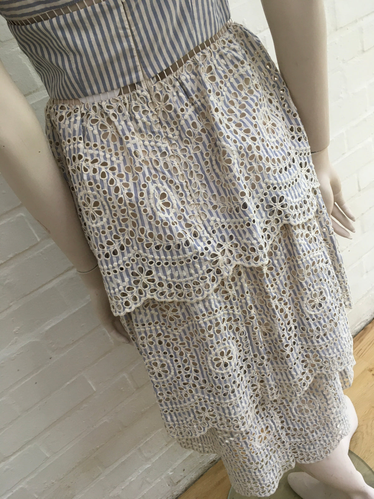 ZIMMERMANN Meridian Stripe Broderie Anglais Sun Dress Size 0 ladies