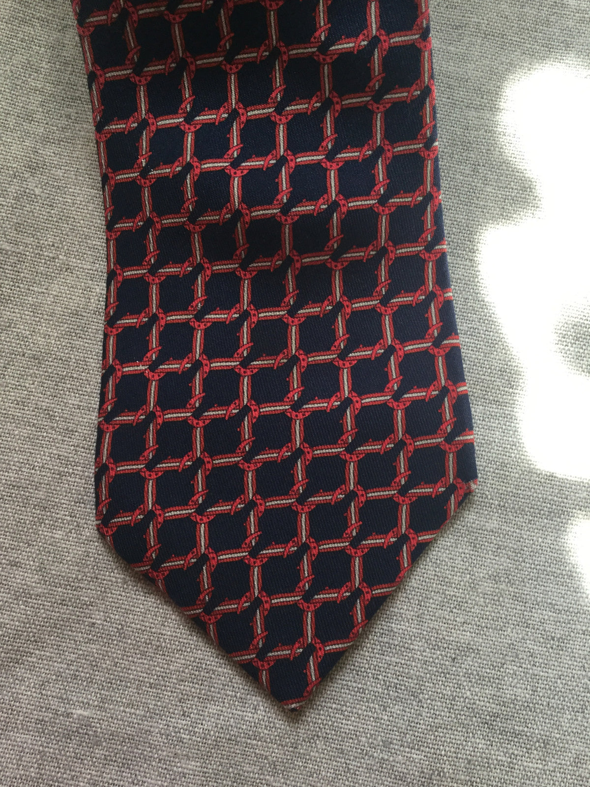 Hermès Paris Silk Blue Print Tie 7124 FA 100% AUTHENTIC Men