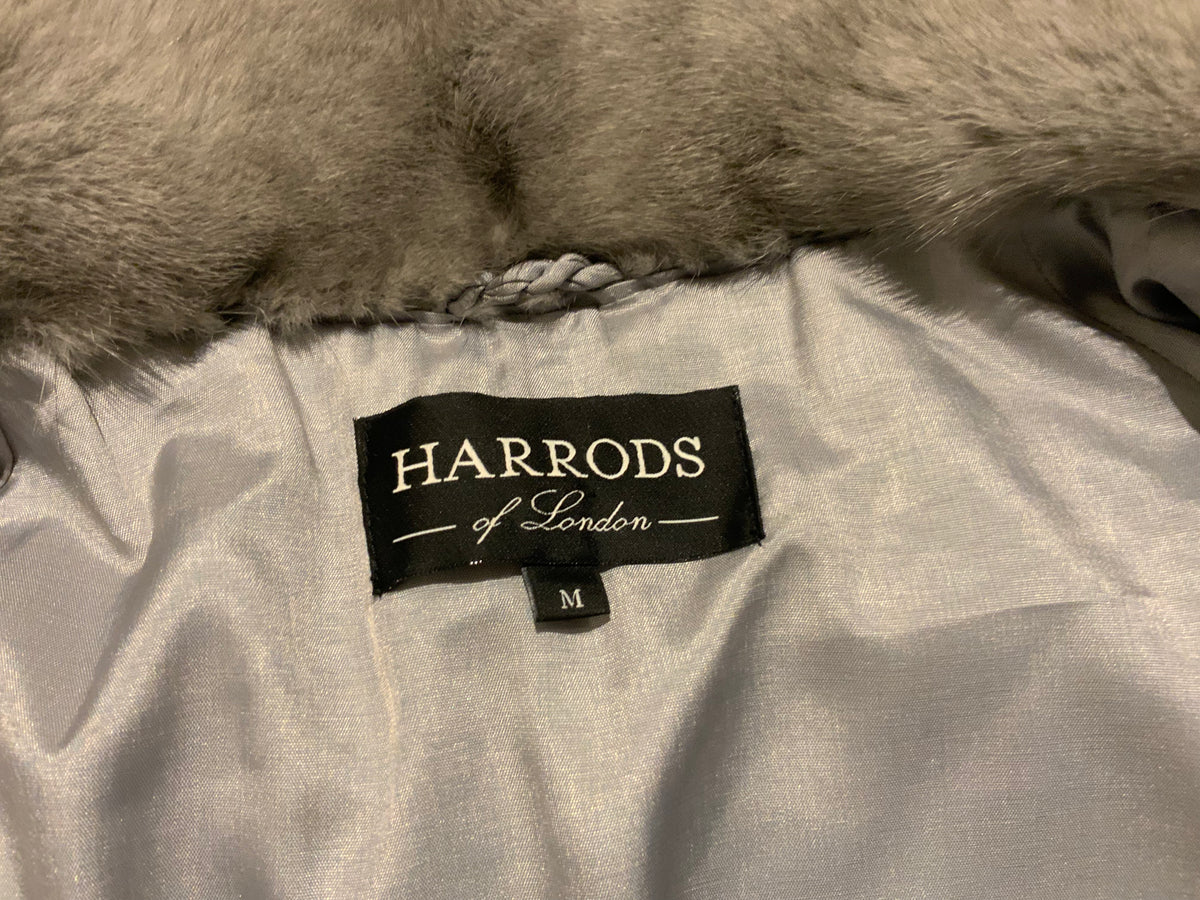 HARRODS OF LONDON SILVER GREY MINK JACKET FUR COAT Size M MEDIUM ladies