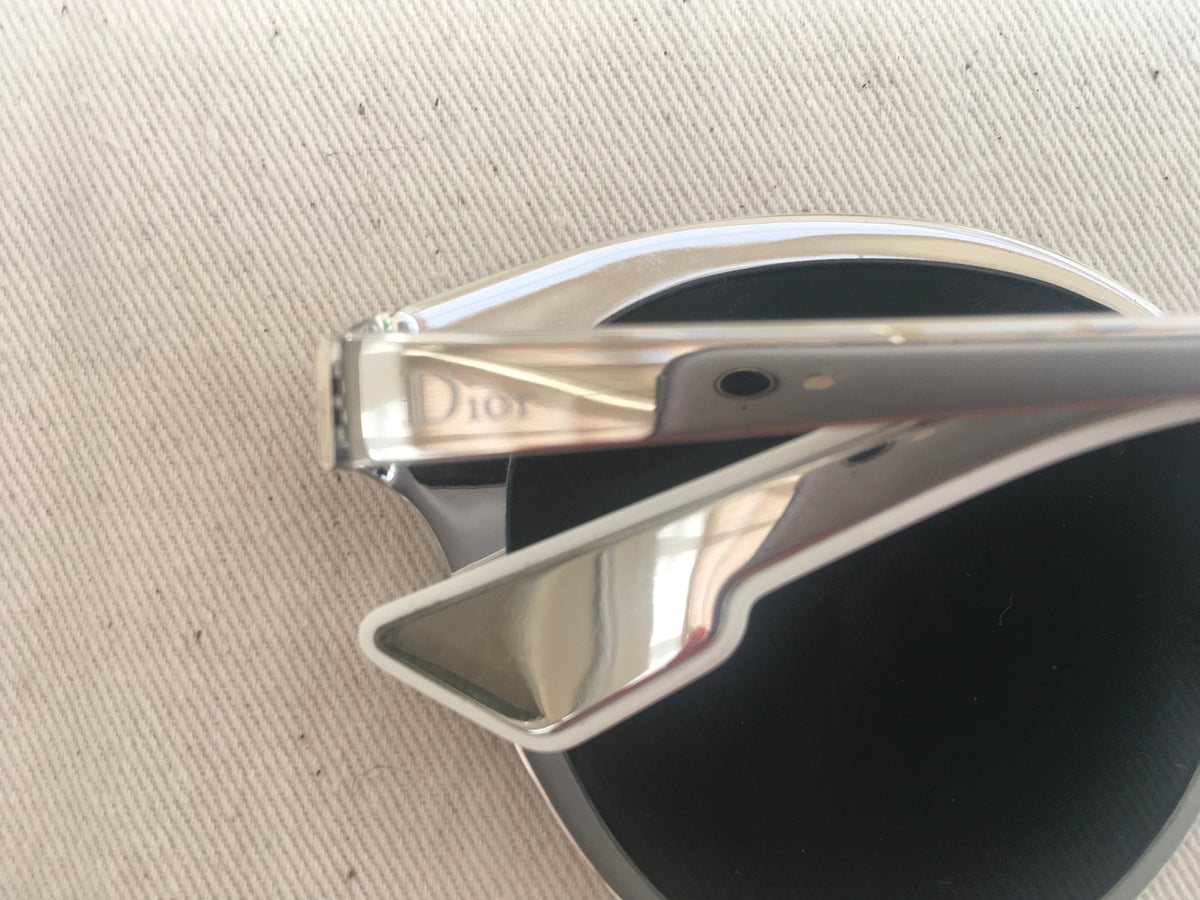 CHRISTIAN DIOR UNIQUE Palladium Cat Eye Metal Limited Edition Mirror Sunglasses ladies