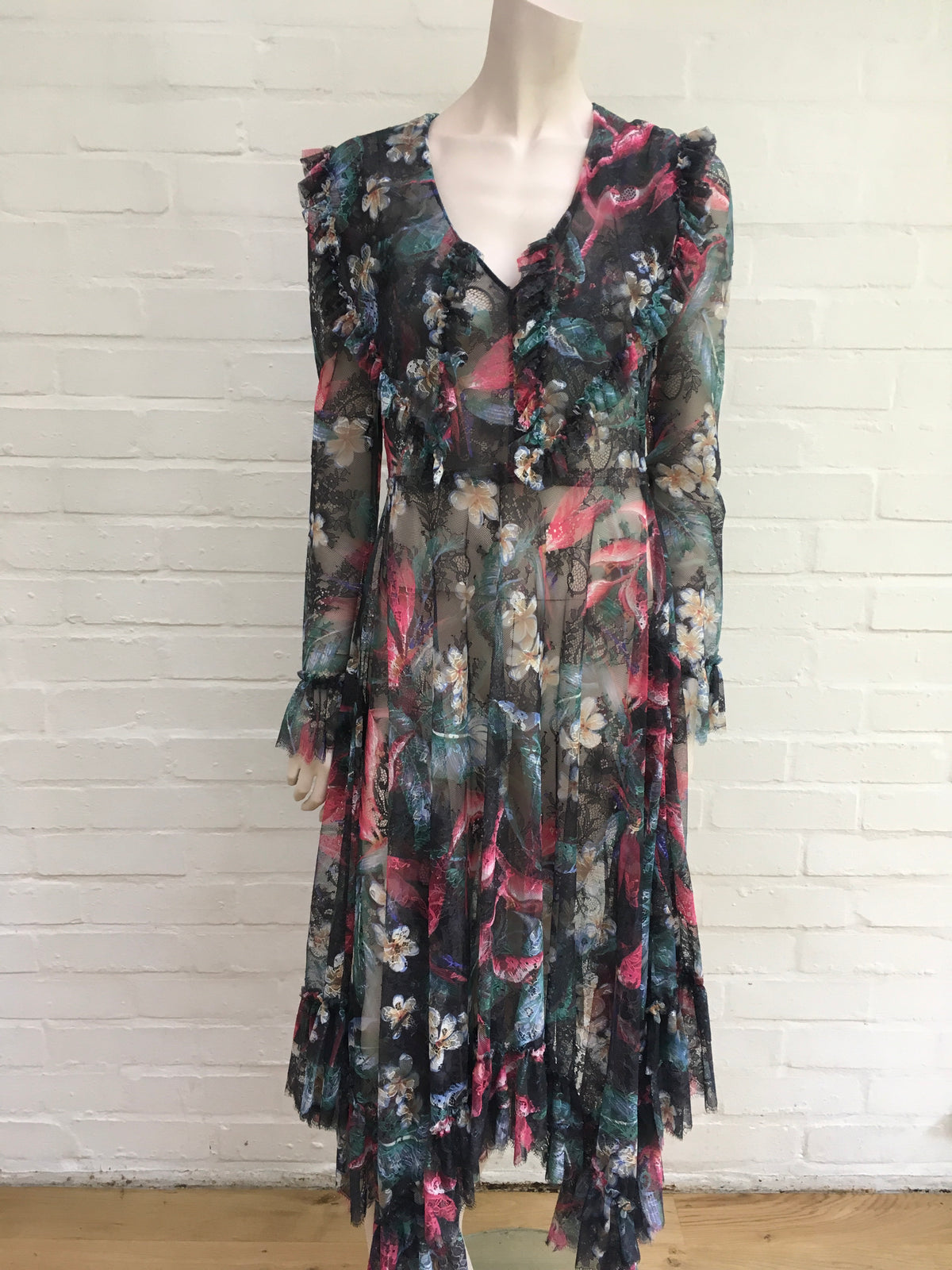Philosophy di Lorenzo Serafini Sheer Lace-Accented Maxi Dress Ladies