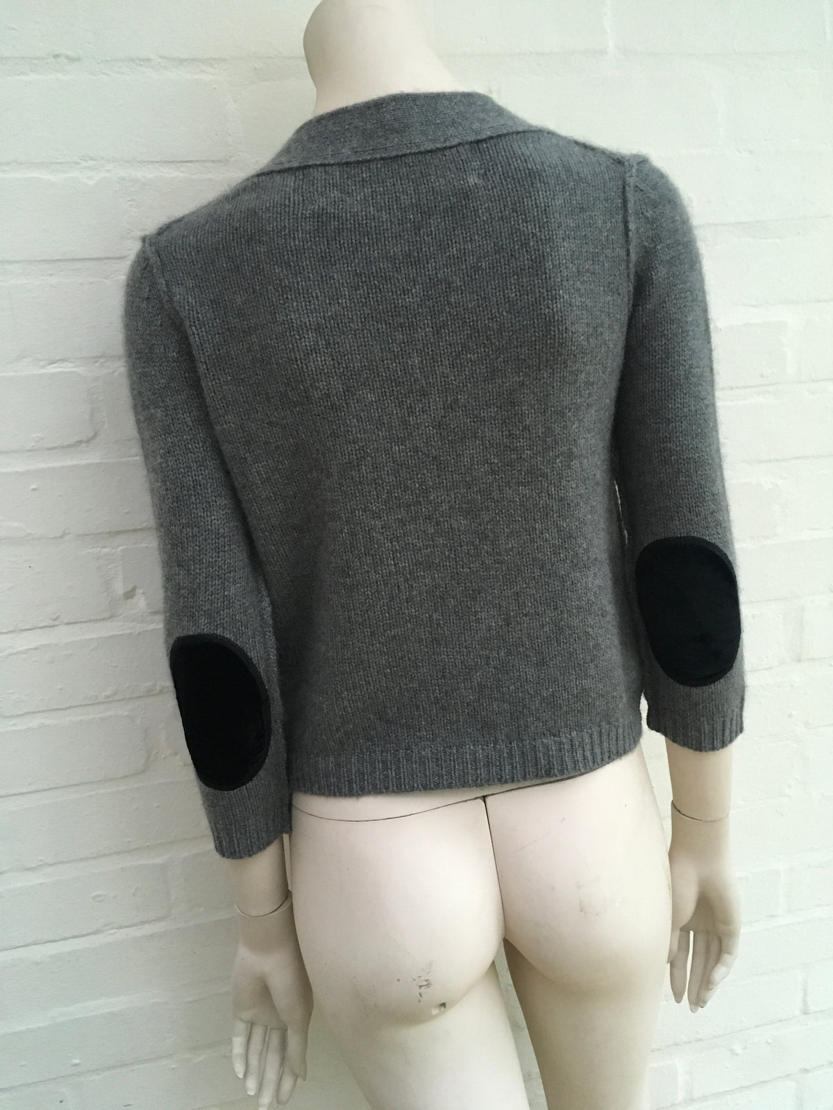 Thor & Nema Cashmere Cropped Cardigan Mink Fur Trim Size S Small Ladies