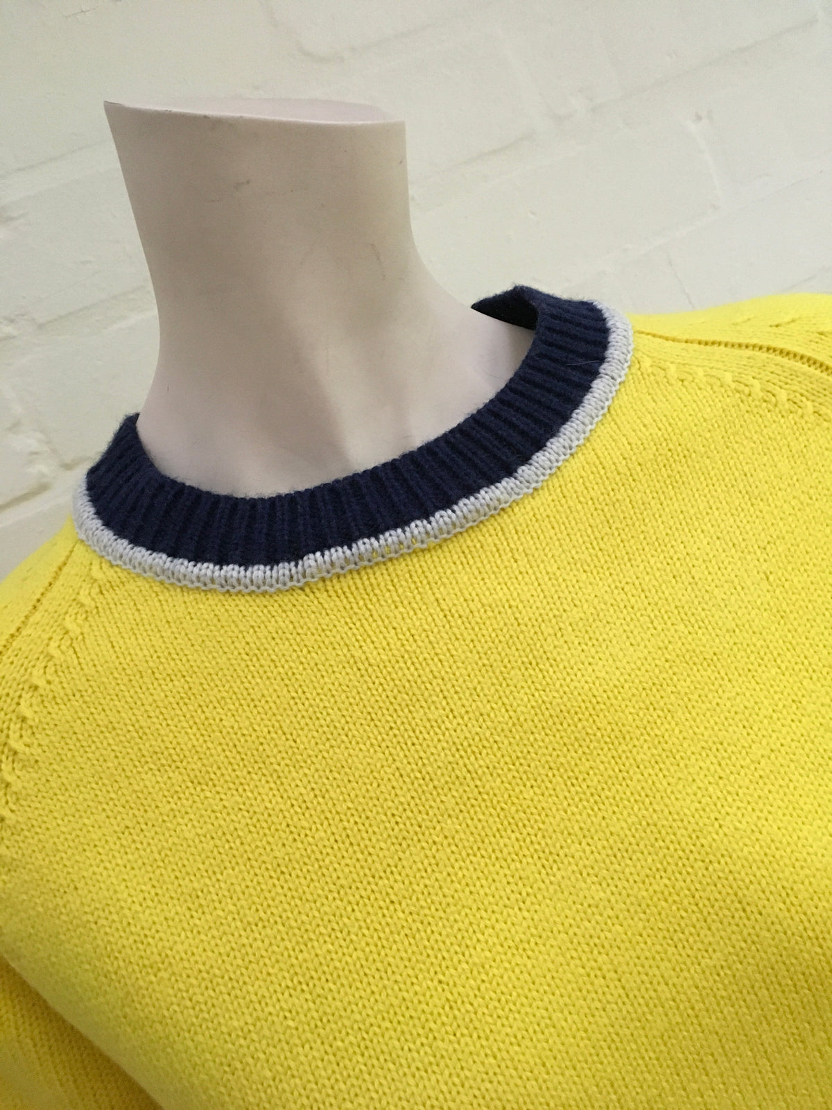 Mira Mikati Women's Look Patched Yellow Wool Sweater Jumper Size M Medium Ladies