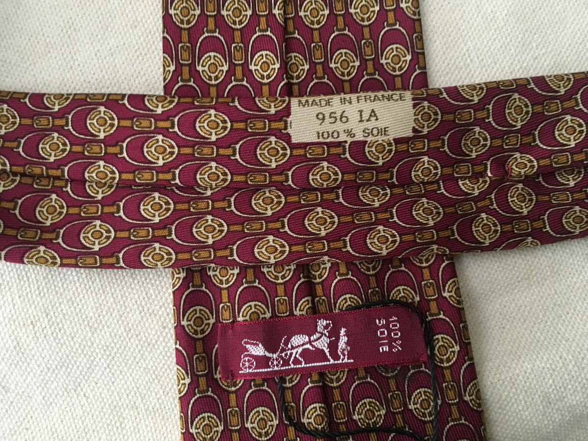 Hermès HERMES Paris Silk Chain-Link Print Silk Tie 956 LA 100% AUTHENTIC Men