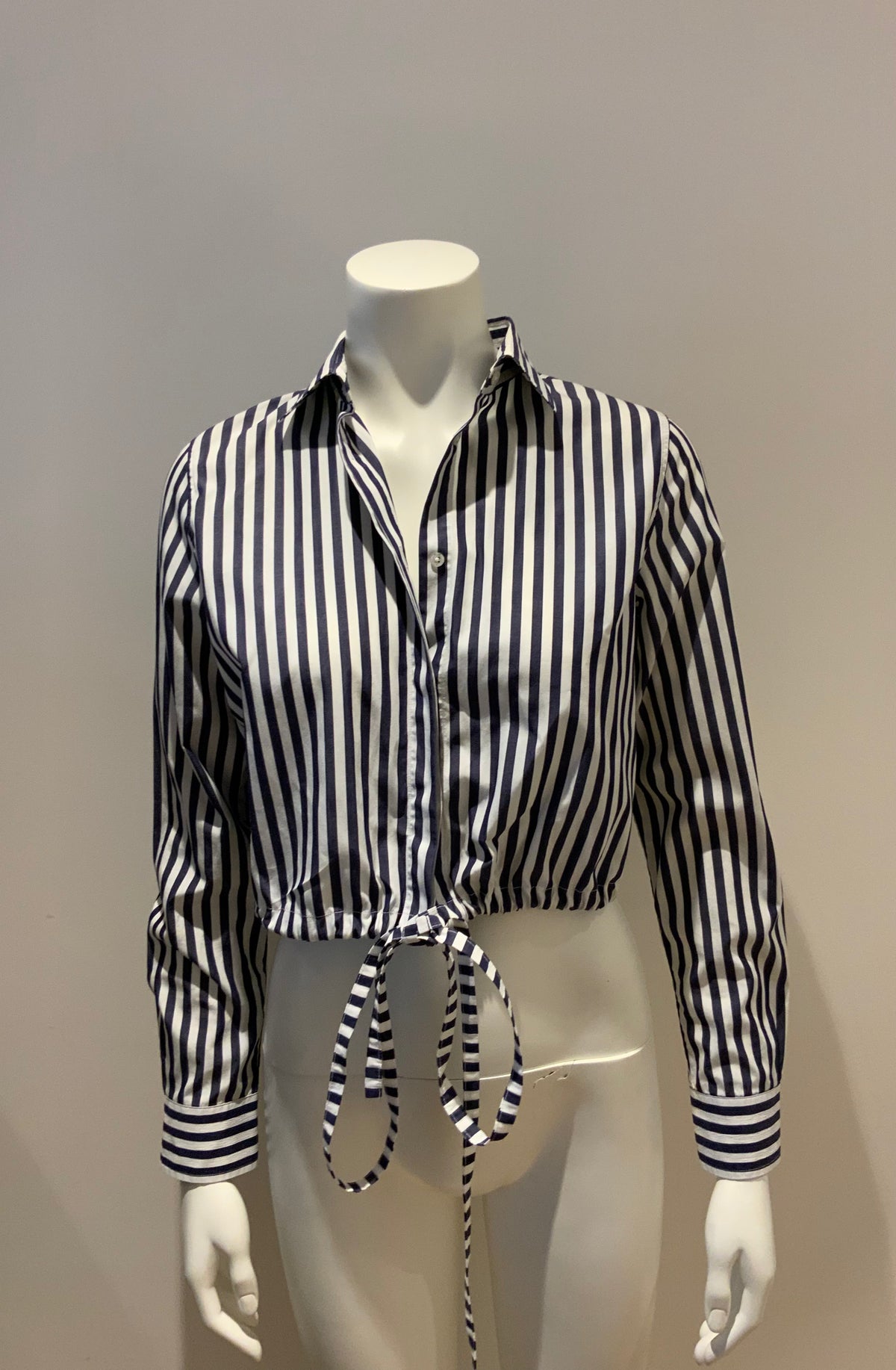 Carolina Herrera CH Cropped Tie Cotton Shirt Size XS ladies