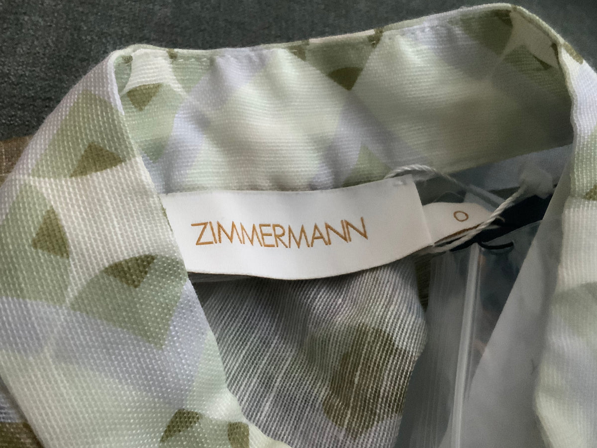 ZIMMERMANN Linen / Silk Rhythm Embellished Floral-print Blouse Size 0 XS ladies