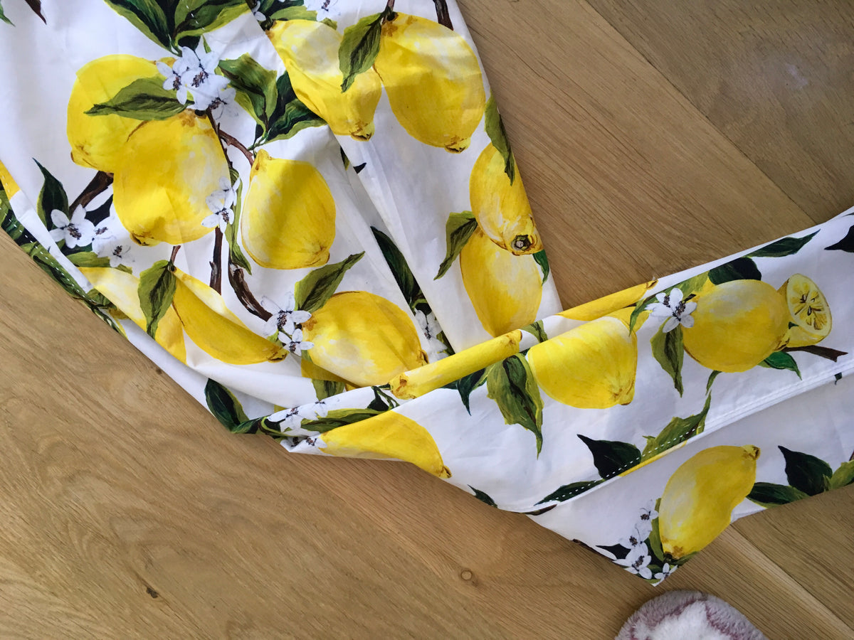 Dolce & Gabbana Lemon Printed Cotton Straight Pants Trousers Ladies