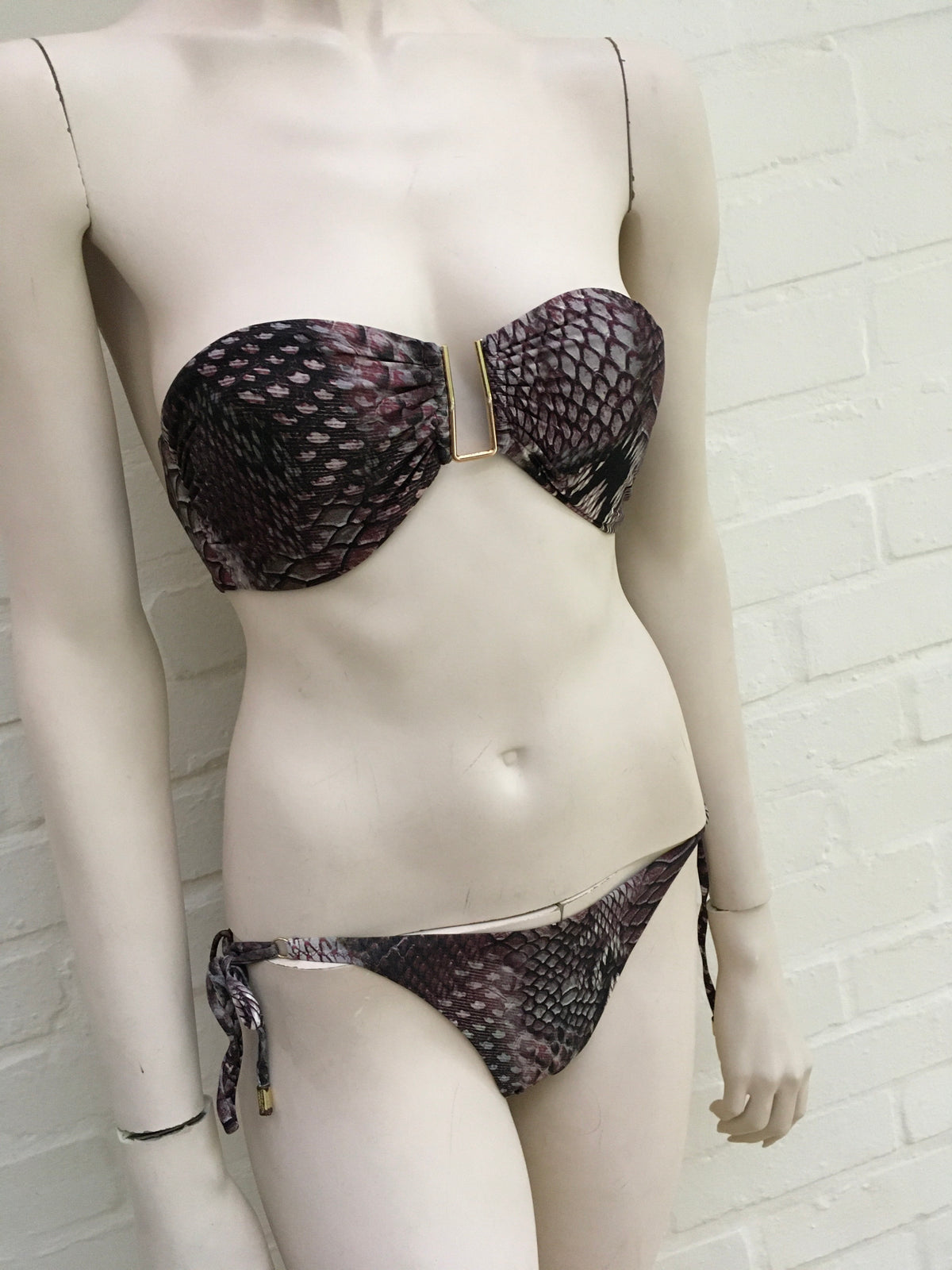 MELISSA ODABASH BARCELONA SNAKESKIN BIKINI SWIMSUIT SET SIZE UK 6 US 2 XS Ladies