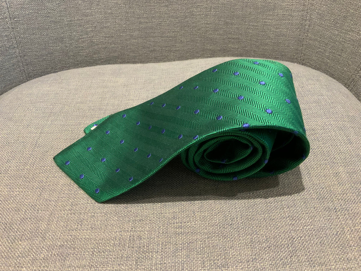 TURNBULL & ASSER HANDMADE Mens Green Dots Tie men