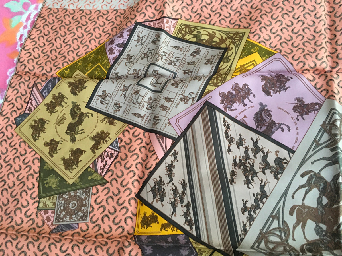 Hermès HERMES SCARF Silk "A Cheval Sur Mon Carre" Scarf 90 ladies