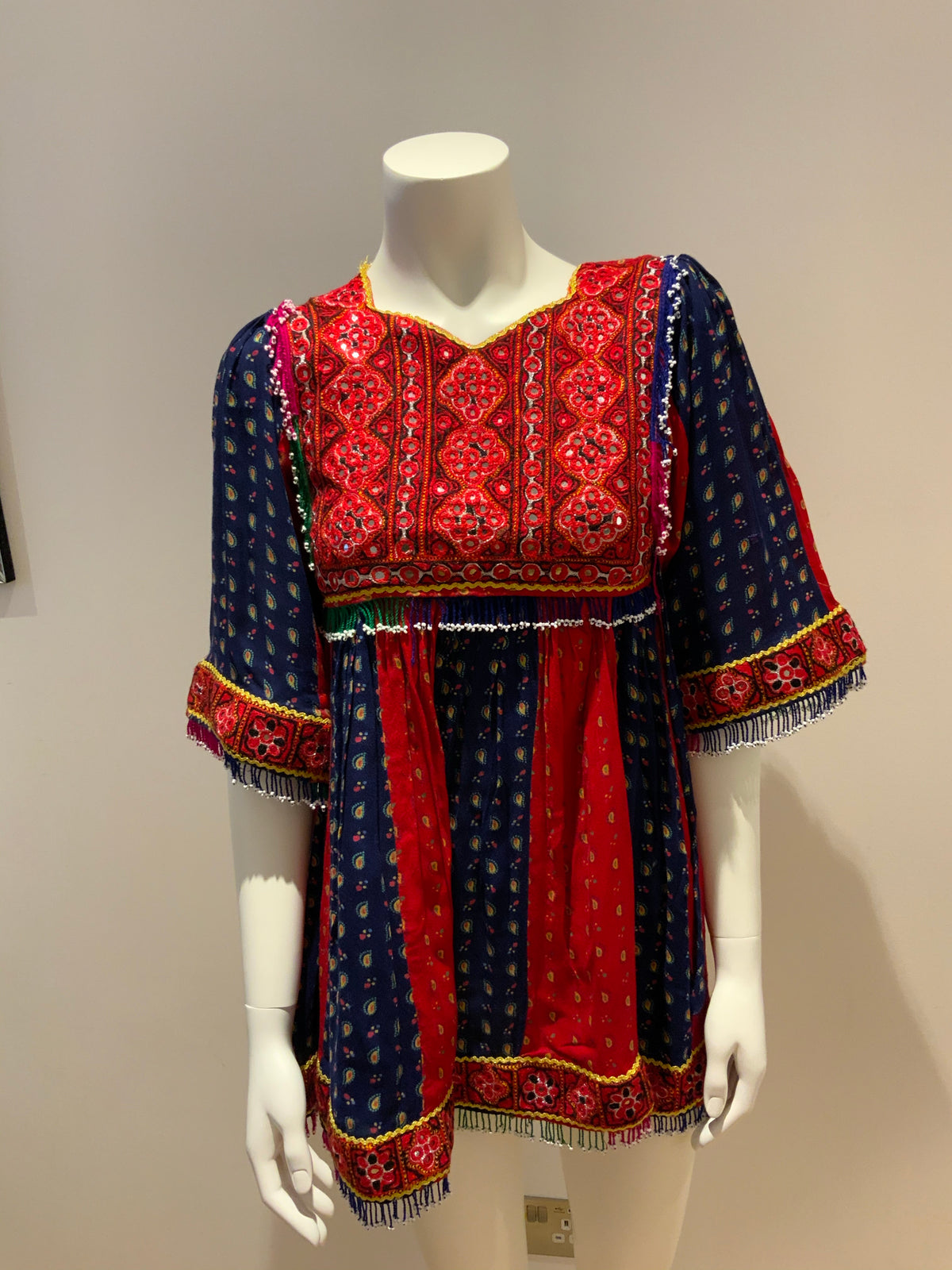 Hand Made Beaded Boho Indian Festival Gypsy Hippie Dress Size XXS ladies