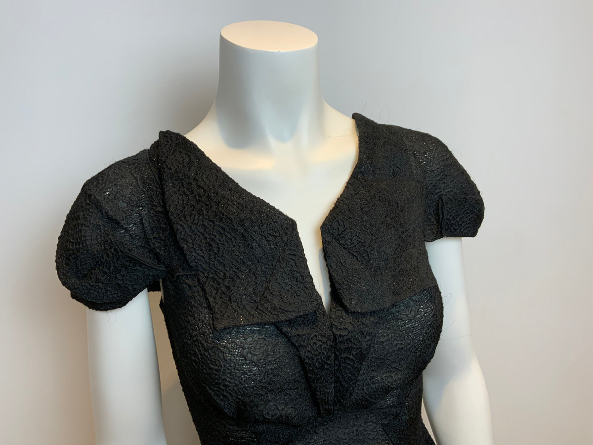 RUNAWAY Silk Organza Little Black Jacquard Dress Size 0 XXS ladies