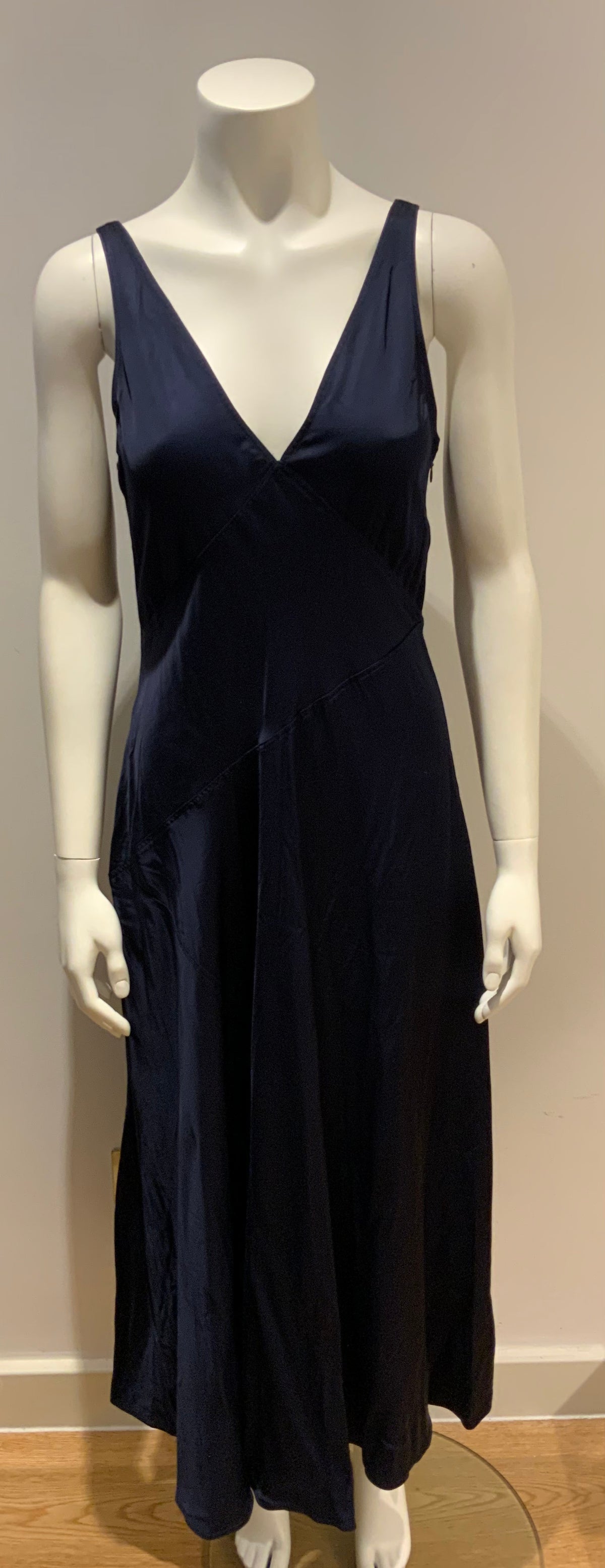 RALPH LAUREN Polo STRAPLESS NAVY SLIP SATIN DRESS US 4 UK 8 S small ladies