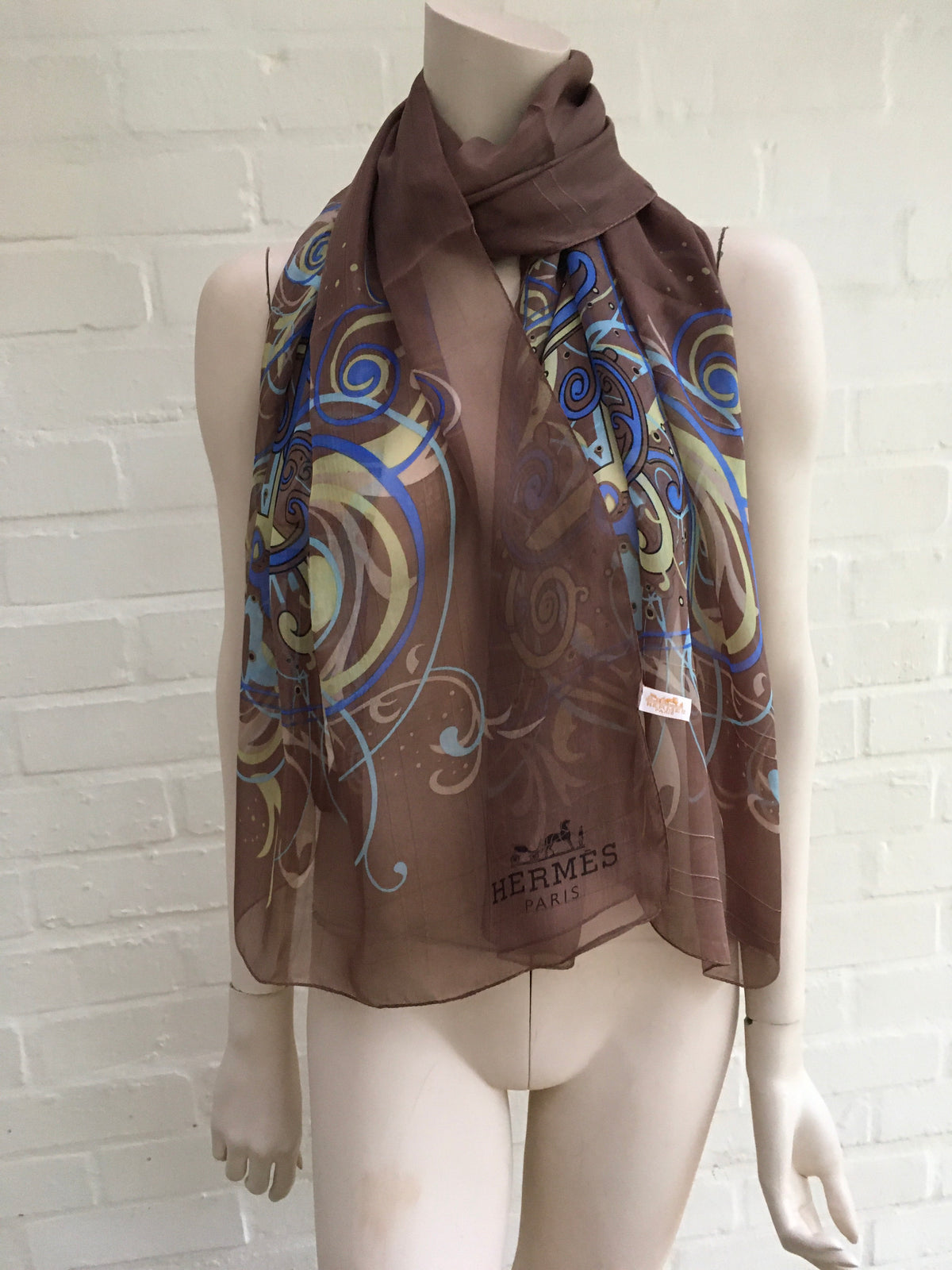 Hermès HERMES H Comme Histoires Vintage Mousseline Chiffon Shawl Scarf Ladies