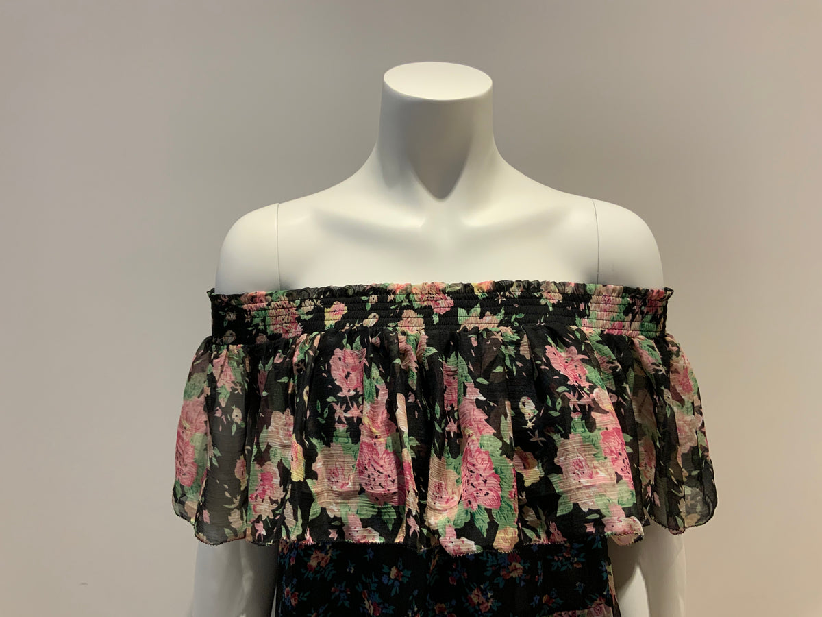 topshop off the shoulder ruffle dress Topshop Floral Ruffle Off Shoulder Dress UK 12 US 8 EU 40 ladies –  Afashionistastore