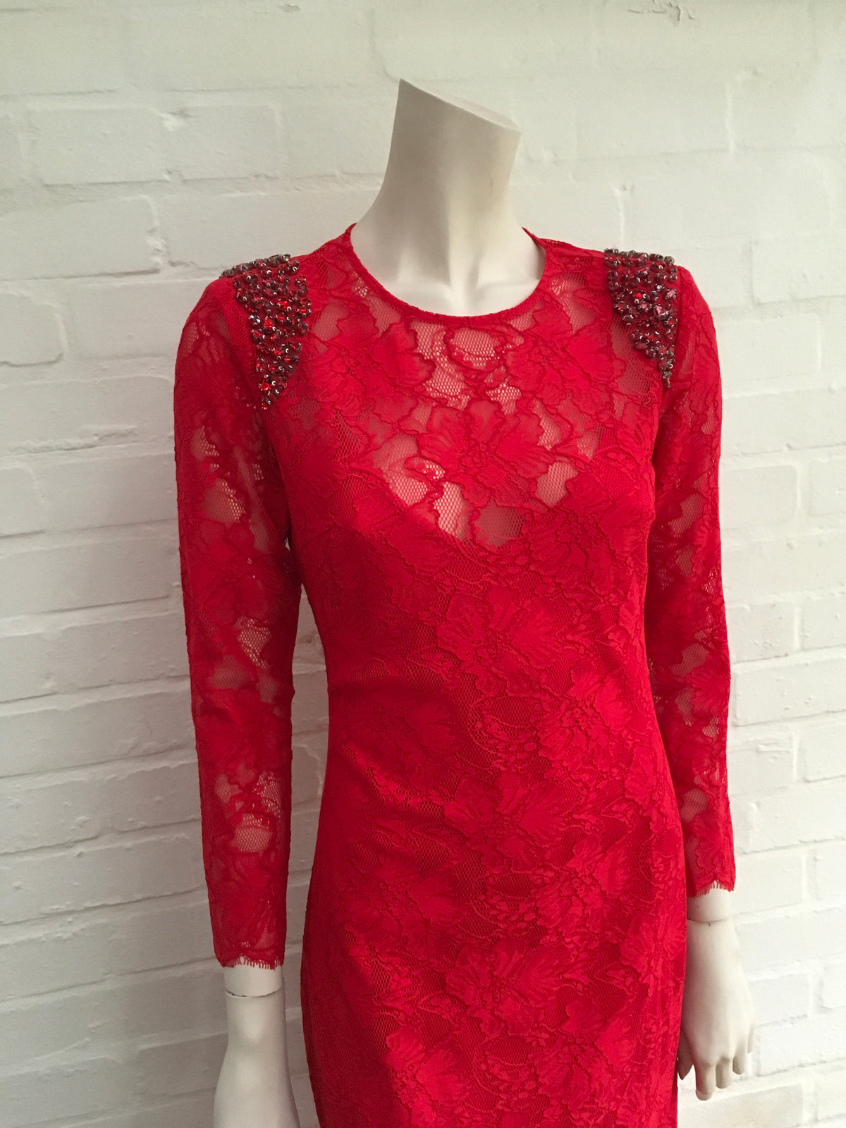 Notes du Nord Lace Red Harriet Dress Strawberry Ladies