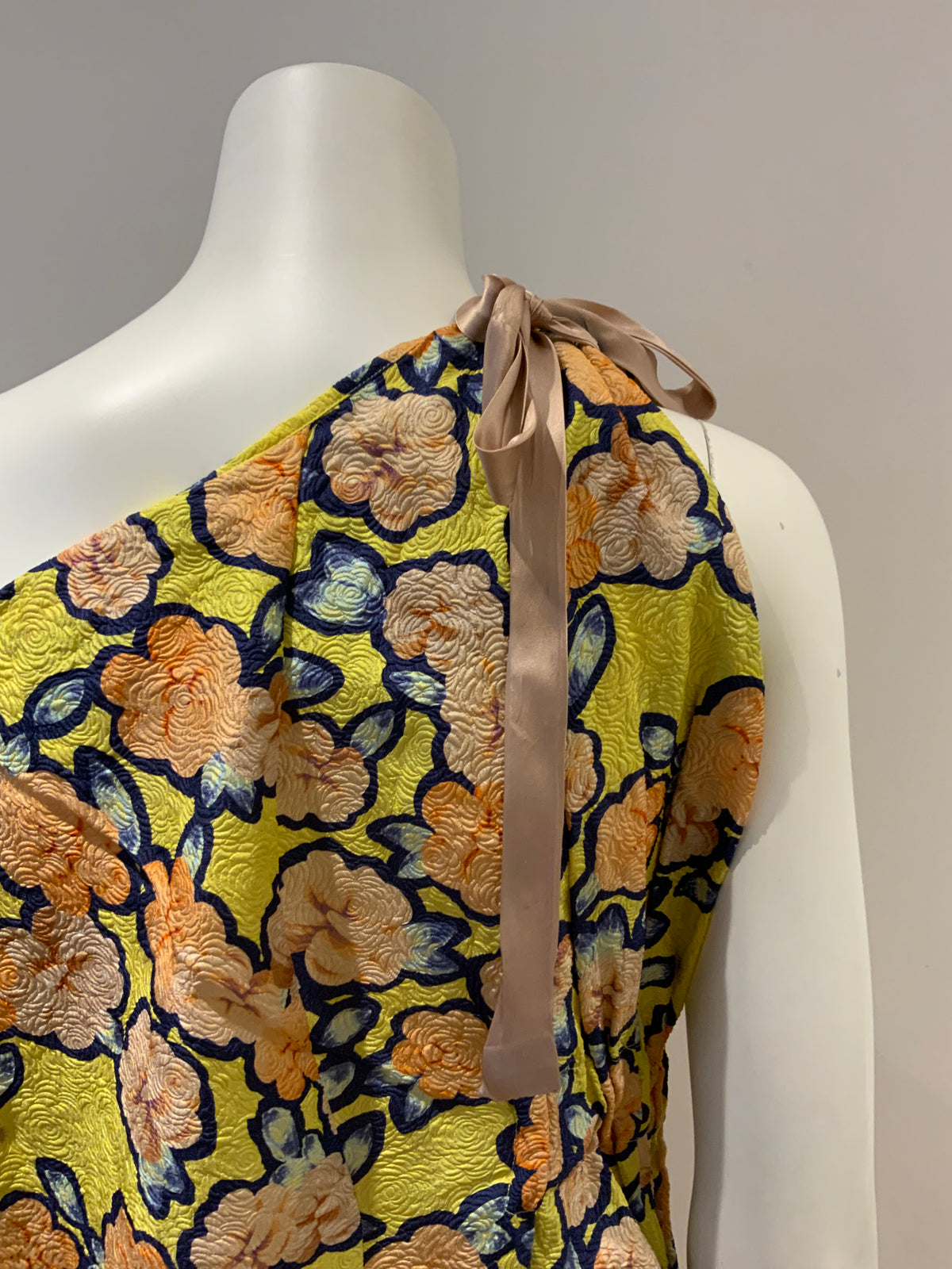 Viktor & Rolf Blue silk floral runaway one shoulder dress Size I 38 UK 6 US 2 XS ladies