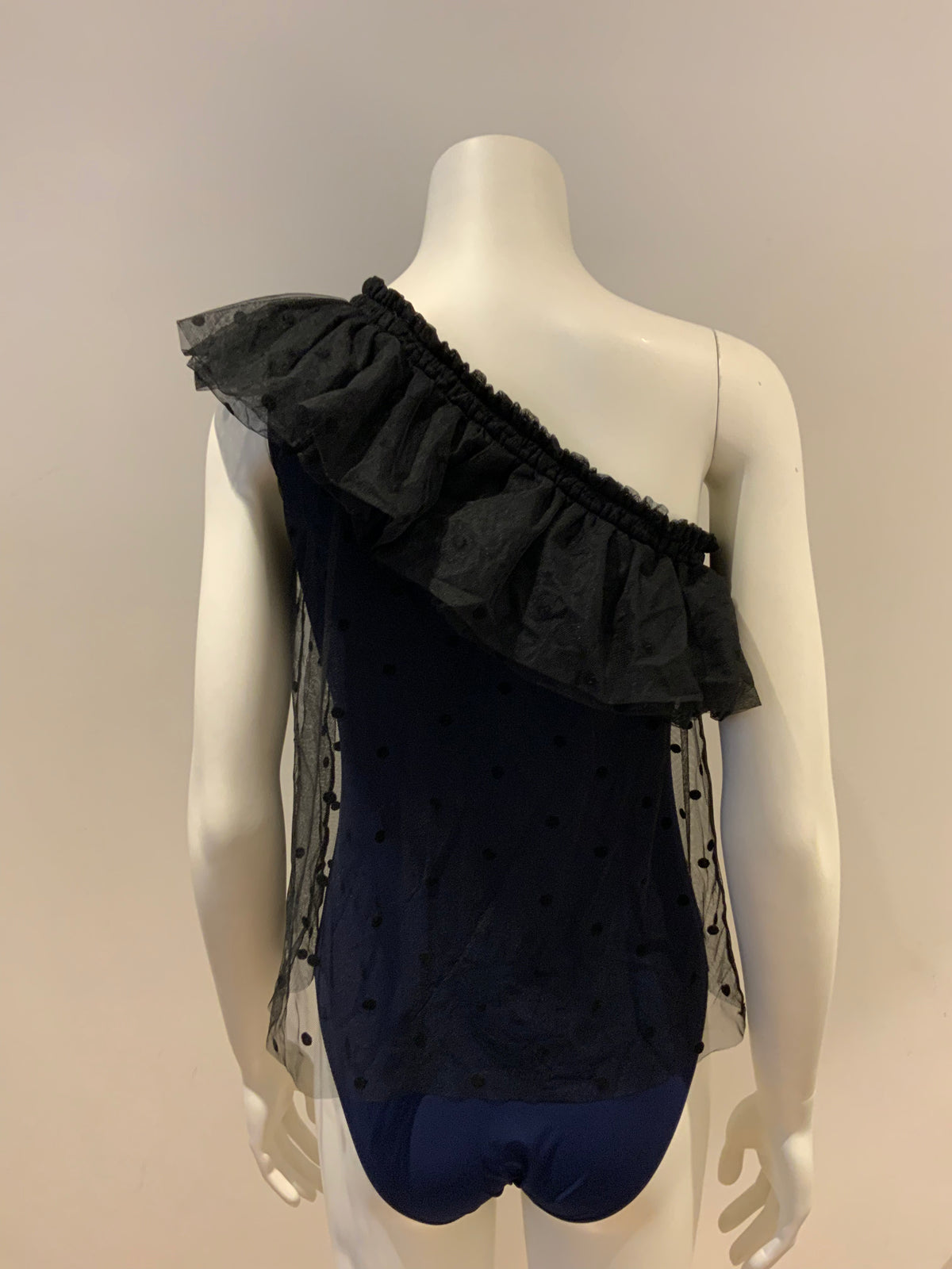 MAJE Lowers one-shoulder tulle ruffle body top Size 3 L large ladies