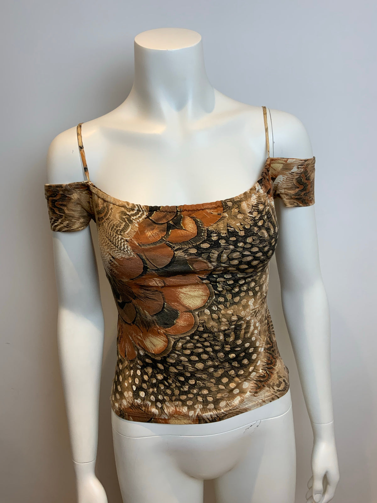 ROBERTO CAVALLI 2003 Viscose Off Shoulder printed top Size XS ladies
