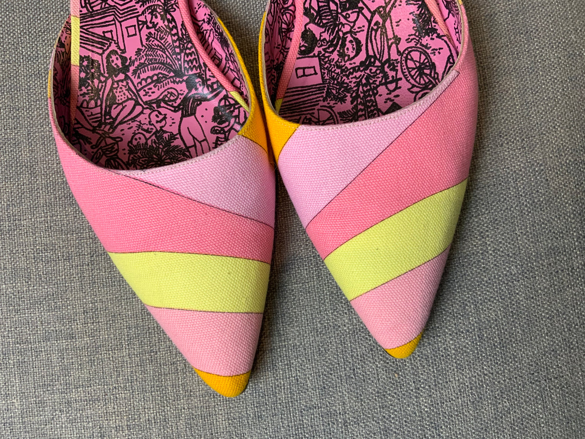 EMILIO PUCCI MULTI COLOR PRINTED MULES FLATS SIZE 39 US 9 UK 6 ladies