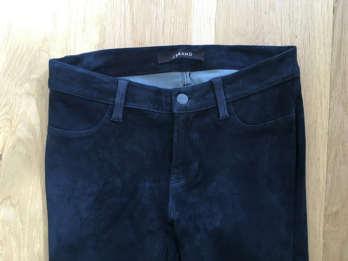 J BRAND Suede Super Skinny Pants Navy Blue Size 26 ladies