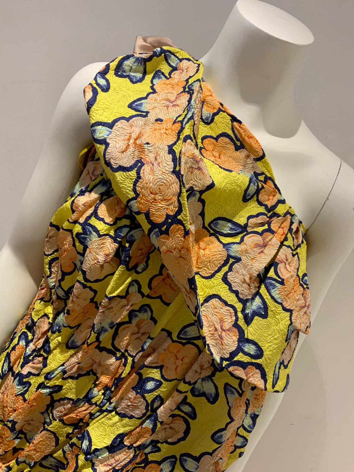 Viktor & Rolf Blue silk floral runaway one shoulder dress Size I 38 UK 6 US 2 XS ladies