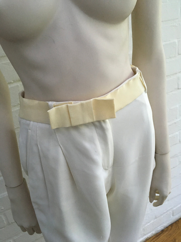 Lanvin ete 2013 ivory bow high-rise capri pants trousers
