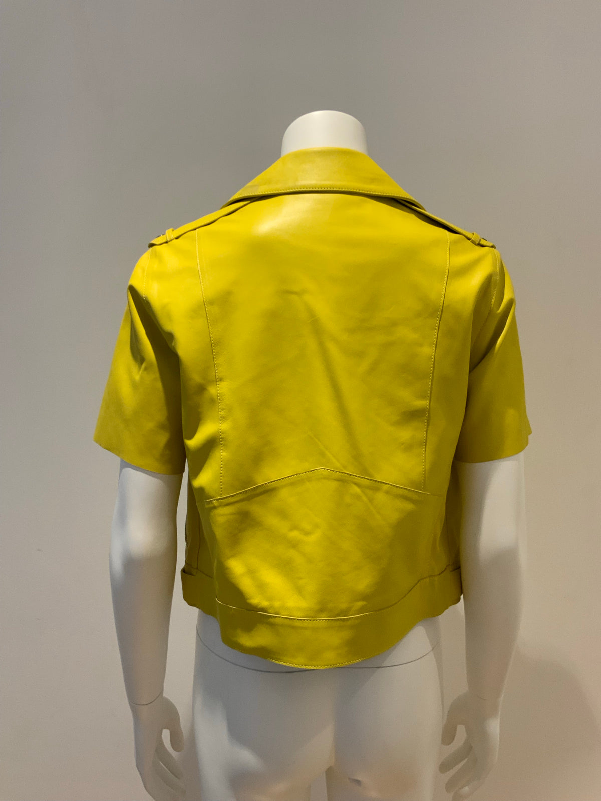 Ç x Façonnable Mira Mikati Capsule Collection Leather Biker Jacket 38 US6 ladies