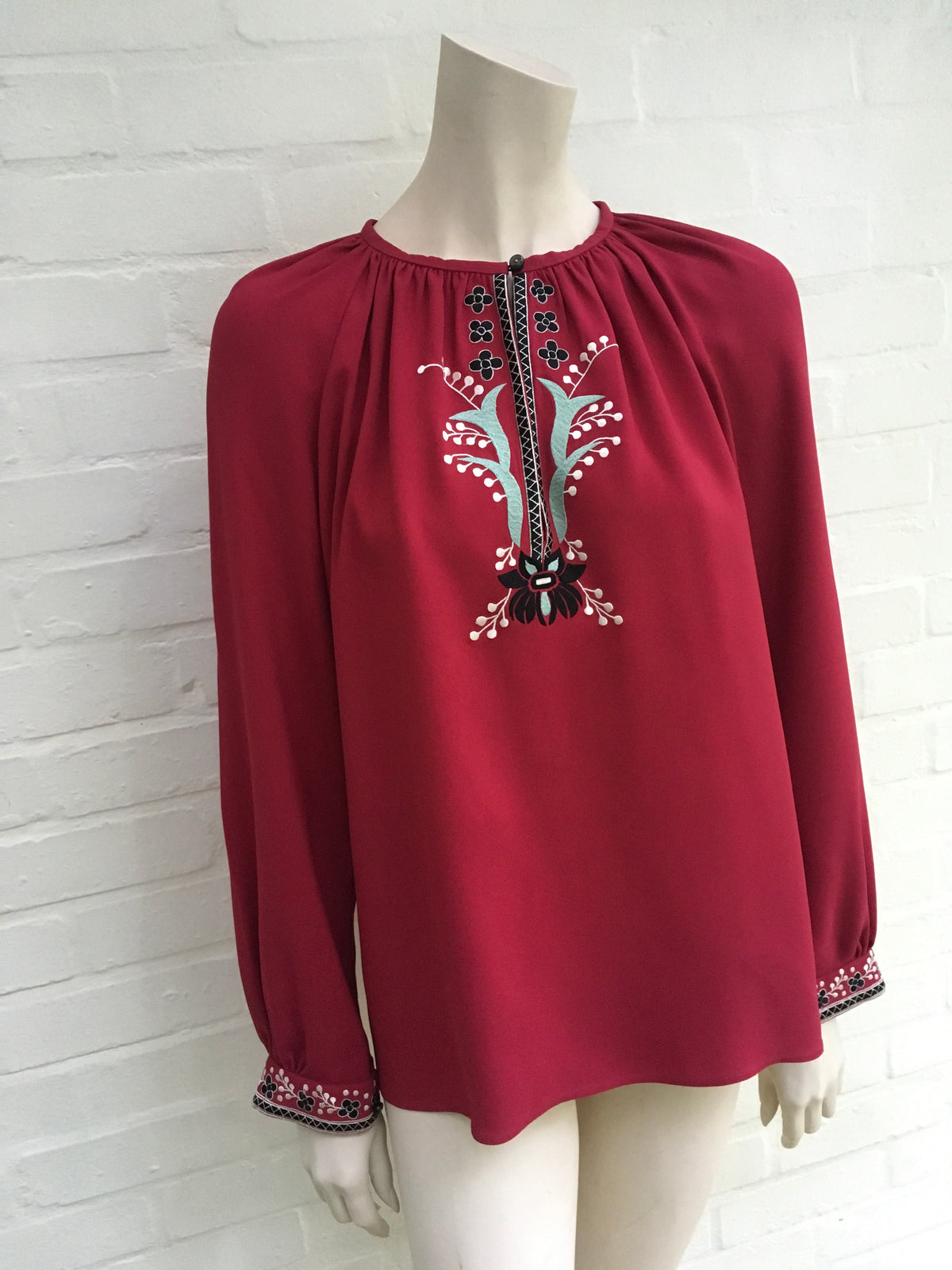 VILSHENKO Embroidered Floral Details Blouse Red Woman Ladies