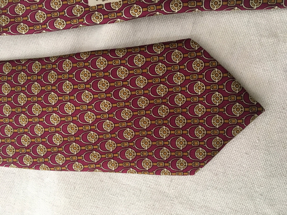 Hermès HERMES Paris Silk Chain-Link Print Silk Tie 956 LA 100% AUTHENTIC Men