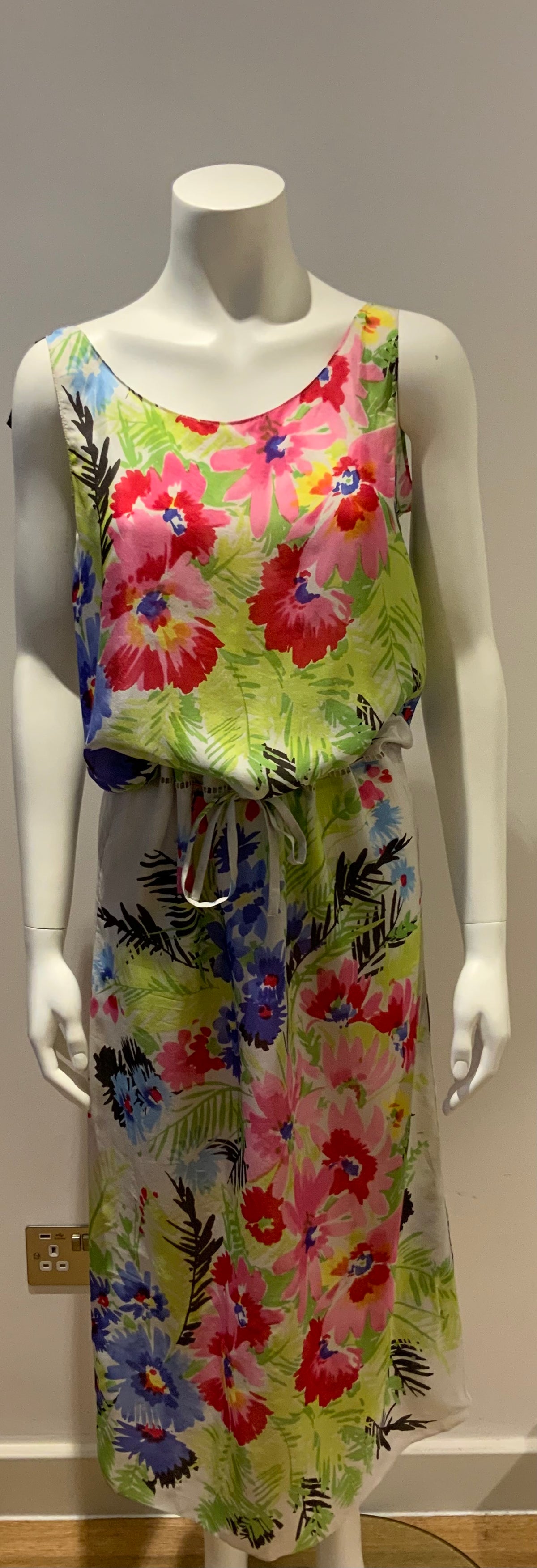 Han Ahn Soon Japan Silk Multicolor Floral Summer DRESS One size fits all ladies