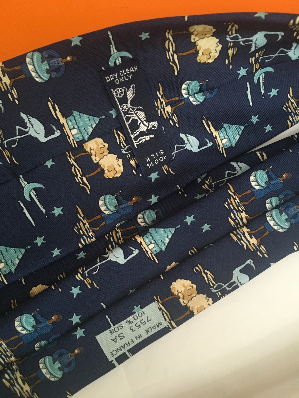 Hermès HERMES Paris Silk Blue Print Tie 7553 SA 100% AUTHENTIC Men