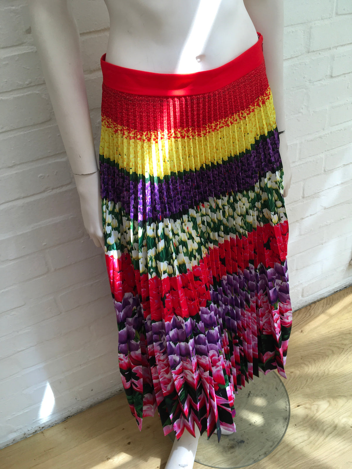 MARY KATRANTZOU Uni Pleated Floral-Print Crepe De Chine Midi Skirt 2019 Ladies