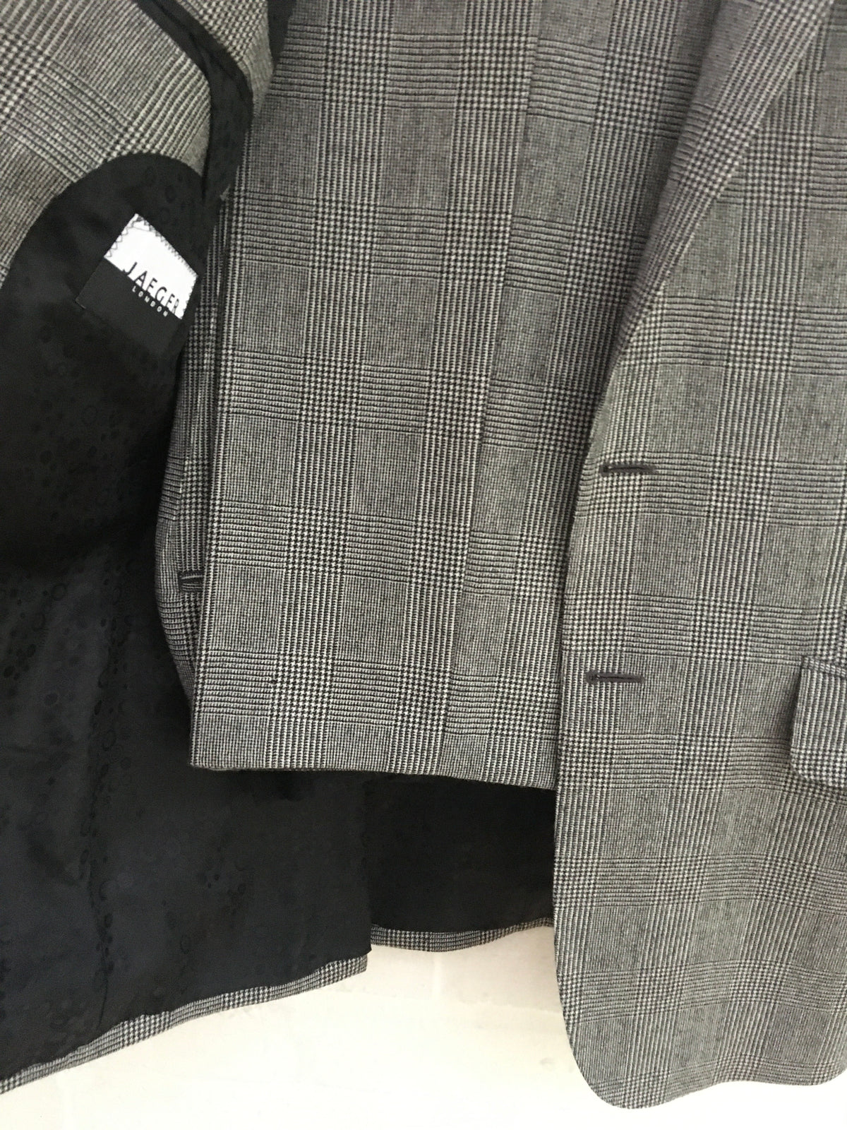 Jaeger London Prince of Wales Checked Wool Suit 2 Pieces Size 36R 30R Men