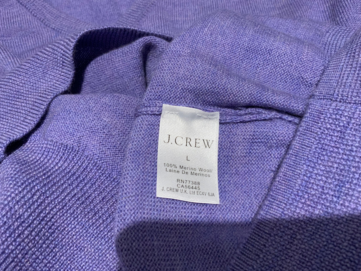 J.Crew Purple V neck Jumper Pullover Merino Wool Sweater Size L large men