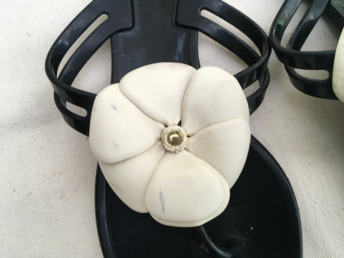 CHANEL Summer Camellia Slide Sandals Thong SIZE 37 UK 4 US 7 ladies